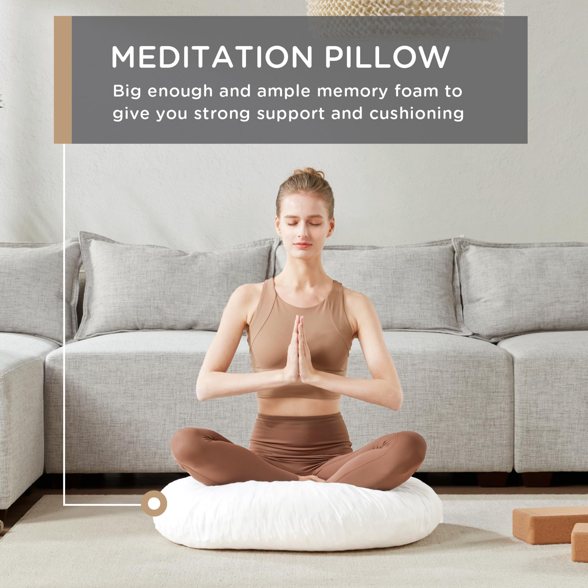 Codi Round Floor Pillow Insert, Large Thick Meditation Cushion, 32 Inch Circular Seating Cushions, Memory Foam Added, Advanced - Image 5