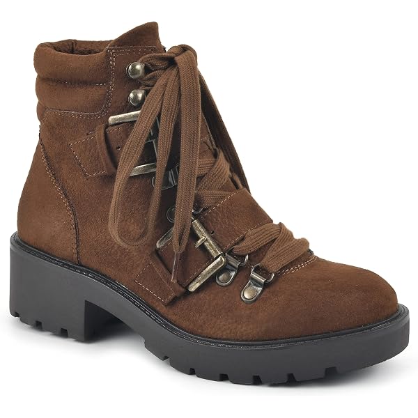WHITE MOUNTAIN Women's Beverley Combat Boot - Heeled Ankle Boot With Zipper & Buckle Detail - View #4