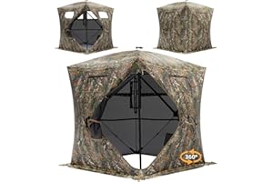 Turkey Hunting Blind - 2-3 & 3-4 Person 360 Degree See Through Ground Blinds for Hunting Deer and Turkey, Pop Up Deer Blind w