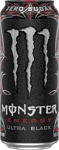 MONSTER ENERGY ULTRA BLACK, SUGAR FREE ENERGY DRINK, 16 OUNCE