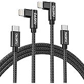 USB C to Lightning Cable for iPhone 2Pack 6FT Right Angle 90 Degree Charging Cable Long Nylon Braided USB C iPhone Charger Compatible with iPhone 14/13/Pro/ 12/Max/11/XS/XR/8/Plus