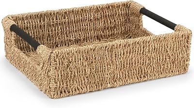 woodluv Storage Baskets Nesting Organiser 44x32x12.5 cm Seagrass