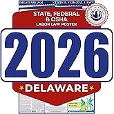 2026 Delaware State and Federal Labor Law Poster - OSHA Workplace Compliant - Mandatory Regulations Posting for Employees - All in One Required Compliance Posting 17" x 40" - Laminated (English)