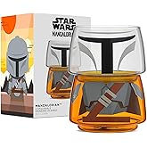 JoyJolt Character Stackable Star Wars Drinking Glasses – 8oz Mandalorian Glass Cups, Head and Body - Set of 2 for Bar, Kitchen - Fun Glassware, Star Wars Gifts