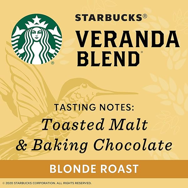 STARBUCKS K-CUP COFFEE PODS, STARBUCKS BLONDE ROAST HOT OR ICED COFFEE, VERANDA BLEND, 10 KEURIG PODS