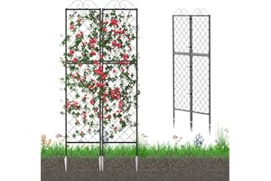 Zhongma 2 Pack Metal Garden Trellises for Climbing Plants, 77.2 Inch Tall Metal Fence Plant Support Trellis for Flower and Vagetable