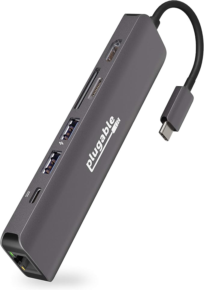 Plugable 7in1 USB C Hub Multiport Adapter with Compatible