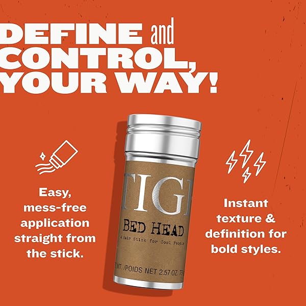 TIGI BED HEAD HAIR WAX STICK – STRONG HOLD WITH TRIPLE WAX FORMULATION FOR SLICK BACK HAIR STYLING AND SMOOTHING FLYAWAYS, 2.57 OZ