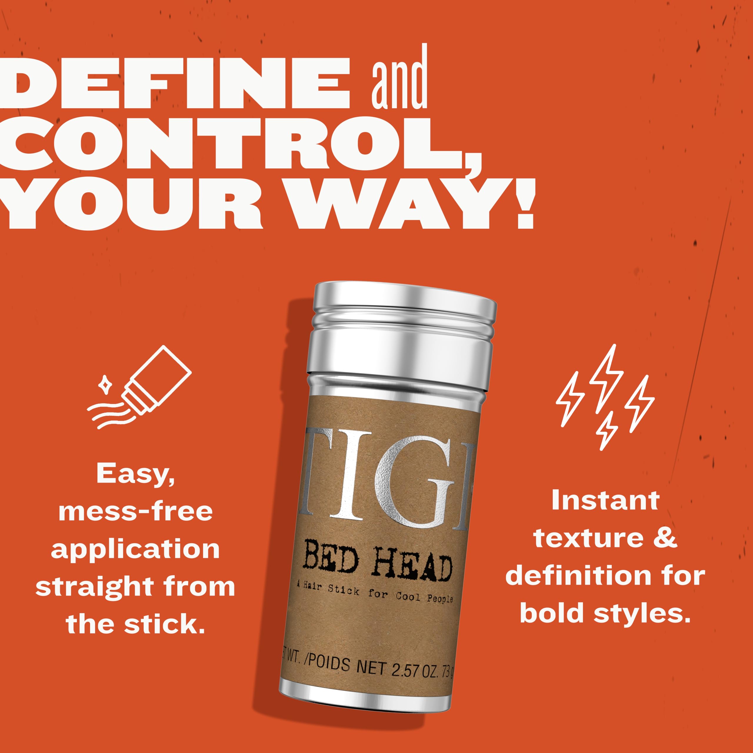 TIGI Bed Head Hair Wax Stick – Strong Hold with Triple Wax Formulation for Slick Back Hair Styling and Smoothing Flyaways, 2.57 oz