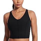 SYROKAN Longline Sports Bras for Women Tank Crop Top with Built in Bra All-Day Comfort for Yoga Strength Training