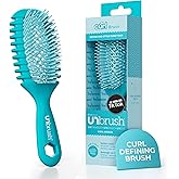 FHI Heat UNbrush Curl Detangling Brush for use on Wet Hair Only | DuoFlex Bristles &amp; Curl Handle Wavy Coily or Curly Hair Brush for Gentle Detangling &amp; Faster Styling-Periwinkle Light Blue