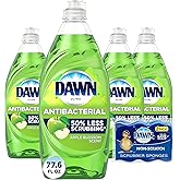 Dawn Dish Soap, Antibacterial Hand Soap, Dishwashing Liquid, Apple Blossom Scent,19.4 Oz, Pack Of 4 + 2 Sponges