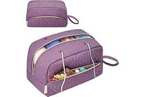 KarSyon Crochet Yarn Bag Knitting Bag Storage for Crocheting Accessories Crochet Hook Case Organizer Gift for Crochet Lovers (Purple)