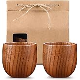 Yinder Wooden Whiskey Glasses Set of 2, Christmas Cup Gift, Bourbon Cup with Kraft Bag for Whiskey Sake Tea Home Bar, Christmas Anniversary Wedding Birthday Gifts, Oktoberfest Party Supplies