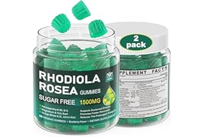 ENVYCURE Sugar Free Rhodiola Rosea St Johns Wort Ashwagandha Ginkgo Biloba Holy Basil Supplement Gummies 1500mg, with Magnesium, B6, B12, C for Mood & Stress, Restore Energy From Fatigue, Stamina & Endurance