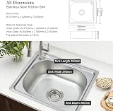 Trintion 42x37cm Stainless Steel Kitchen Sink Single Bowl with Drainer view 2