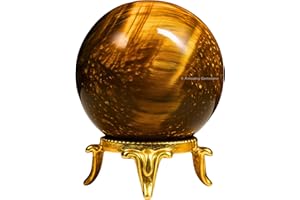 Amazing Gemstone Tiger Eye Crystal Ball with Stand - 2 Inches Crystal Sphere Meditation Balls for Witchcraft and Decorative Balls