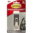 Command Large Modern Reflections Metal Hook, Brushed Nickel, 1-Hook, 2-Strips, Decorate Damage-Free