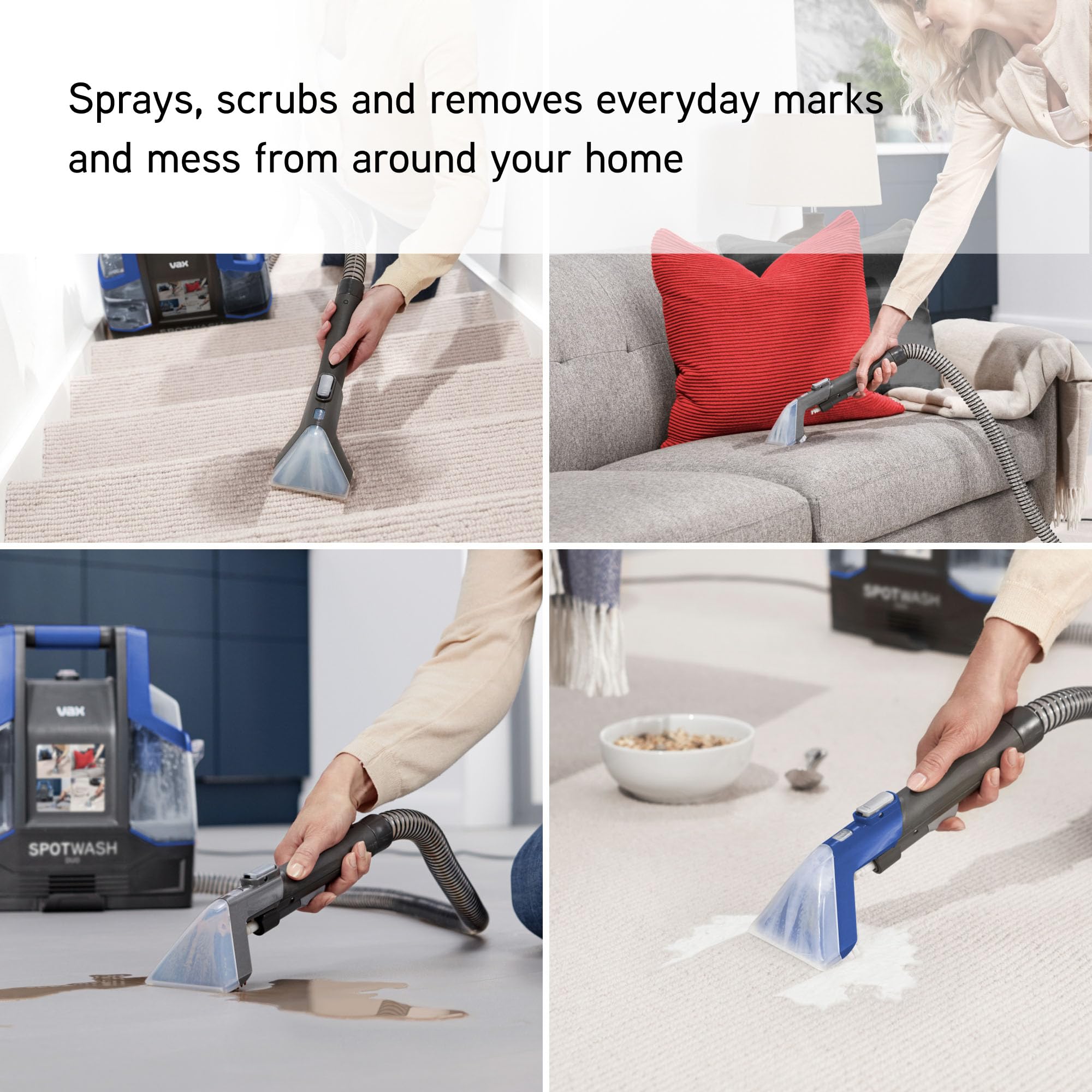 VAX SpotWash Duo Spot Cleaner, For Stains, Spills & Pet Messes, Suitable for Car, Sofa, Upholstery, Carpet, Stairs. Compact, Handheld Cleaning Machine Includes Pet Tool & Vax 1L Solution, CDCW-CSXA