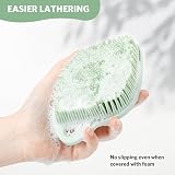 Sndyi Silicone Body Scrubber Leaf Shaped Gentle Exfoliating Green view 4