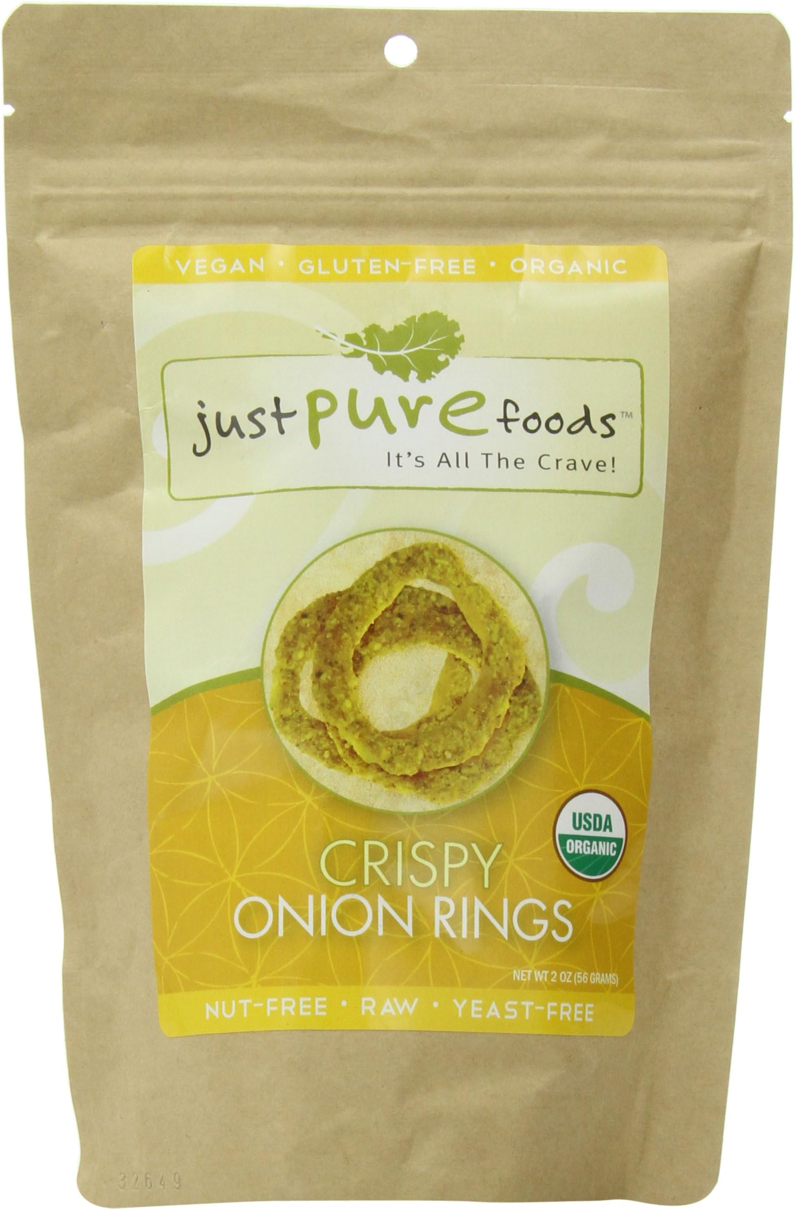 Just Pure Foods Organic Vegetables and Seasoning, Crispy Onion Rings, 2.0 Ounce