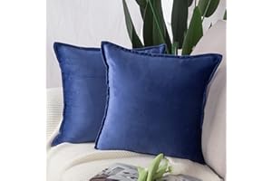 MADIZZ Set of 2 Super Soft Velvet Decorative Throw Pillow Covers 18x18 inch Royal Blue Square with Fringe Luxury Style Cushio