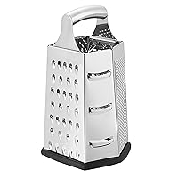 AmazonCommercial Stainless Steel Heav-Duty Cheese Grater, 6-Sided Box Grater with Non-Slip Base, 9 Inch
