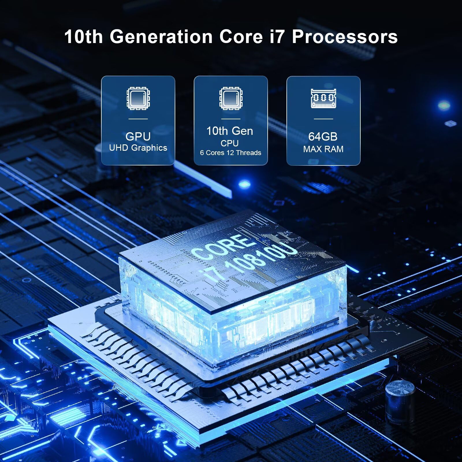 WEIDIAN PC Lüfterlos Industrie Mini PC Lüfterloser Core i7 10810U/10510U, 16GB RAM 512GB SSD Win11 Industrial Computer GPIO, 4K 2HD+DP, 2LAN, 2COM RS232/422/485, WiFi&BT RAID Wake On LAN Auto Power On 8