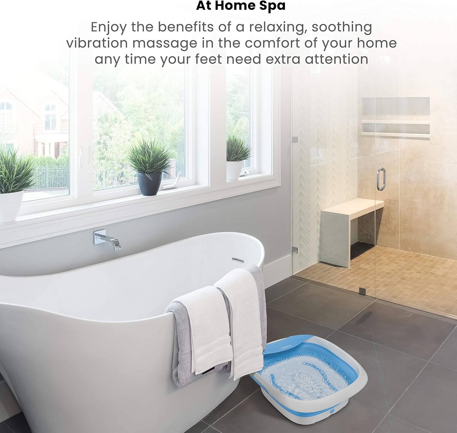 HoMedics  Compact Pro Spa Collapsible Footbath with Heat | Vibration Massage, Acu-Node Surface, Heat Maintenance | Improves Circulation, Soothe Tired Muscles, Collapsible Tub for Easy Storage: Health & Personal Care