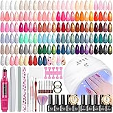 PEACECOLOR 53PC Gel Nail Polish Kit with U V Light and Drill 35 Colors Soak Off Gel Polish with Matte Glitter Glossy Top Base Coat Art Manicure Complete Nail Polish Kit Gifts for Women
