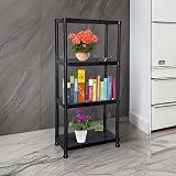 Crystals 4 Tier Plastic Shelving Unit Garage Storage Black 60x30x133cm view 5