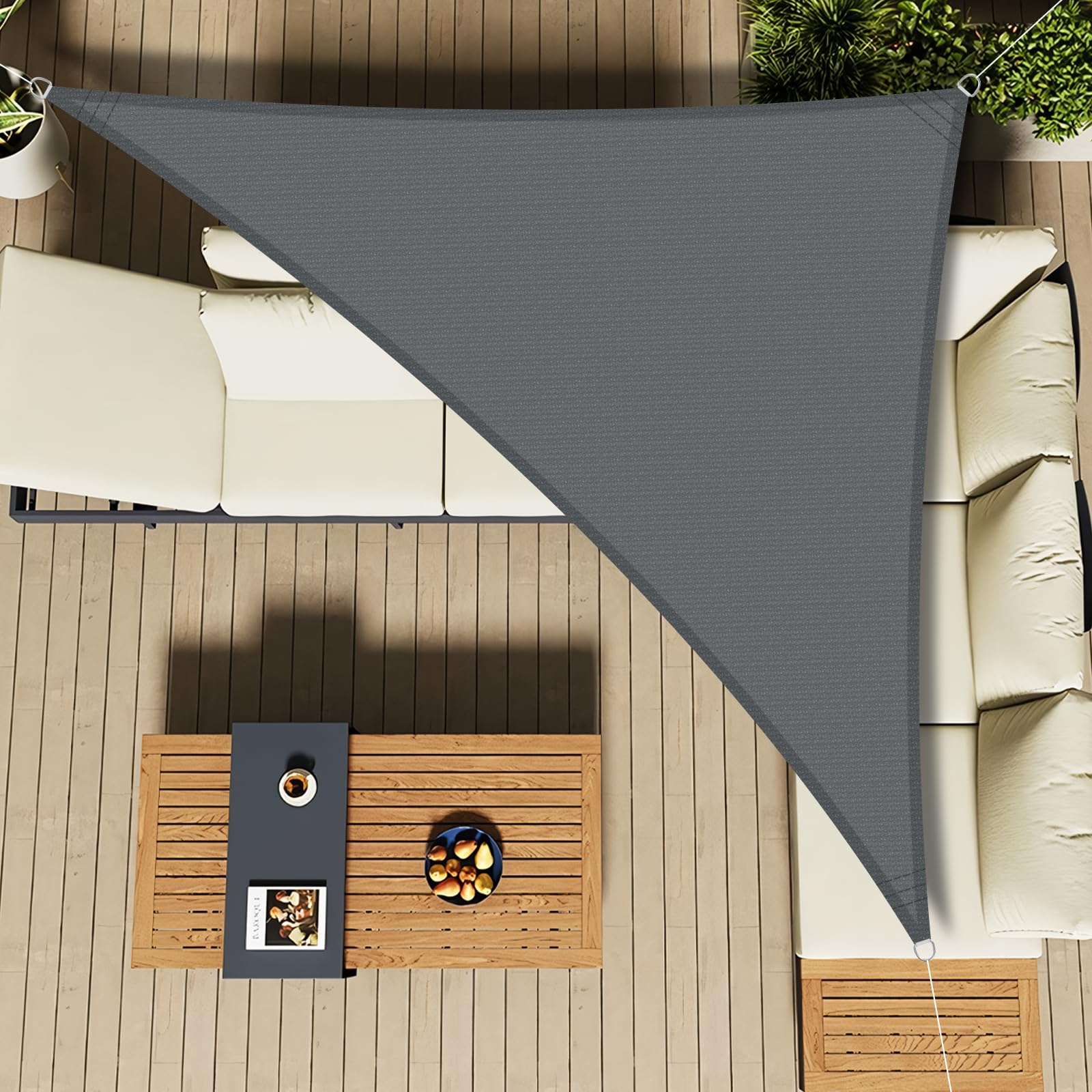 LOVE STORY Sun Shade Sail 2.5x2.5x3.5m Triangle Shade Cover Anthracite Canopy with Hardware Kit Curved Sunshade Cloth Awning,Permeable Shade Fabric(HDPE) 95% UV Protection for Outdoor Patio Backyard
