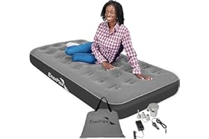 EnerPlex Camping Air Mattress with Built in Pump - Twin Blow Up Mattress for Travel & Guests - Portable Bed for Adults and Kids - Grey