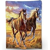 Ti Caldi Horse Blanket - Soft Cozy Lightweight Flannel Throw Blanket for Couch, Bed, Travel, Outdoor Use | Warm, Fluffy, Fuzzy Blankets for Adults Kids Women Men Boys Girls 50×60 in