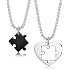 Collier Couple Coeur Puzzle - 2 Pièces Séparables En Acier - Pendentif Amour Pour Lui Et Elle - Cadeau Saint-Valentin
