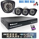 iSmart 8 Channel 720P HDMI AHD DVR HVR NVR with 1TB HDD 3 in 1 Security System including 4 1200TVL 1.0MP Waterproof Bullet Surveillance Camera with 27 IR Leds Night Vision Up to 80ft Remote View