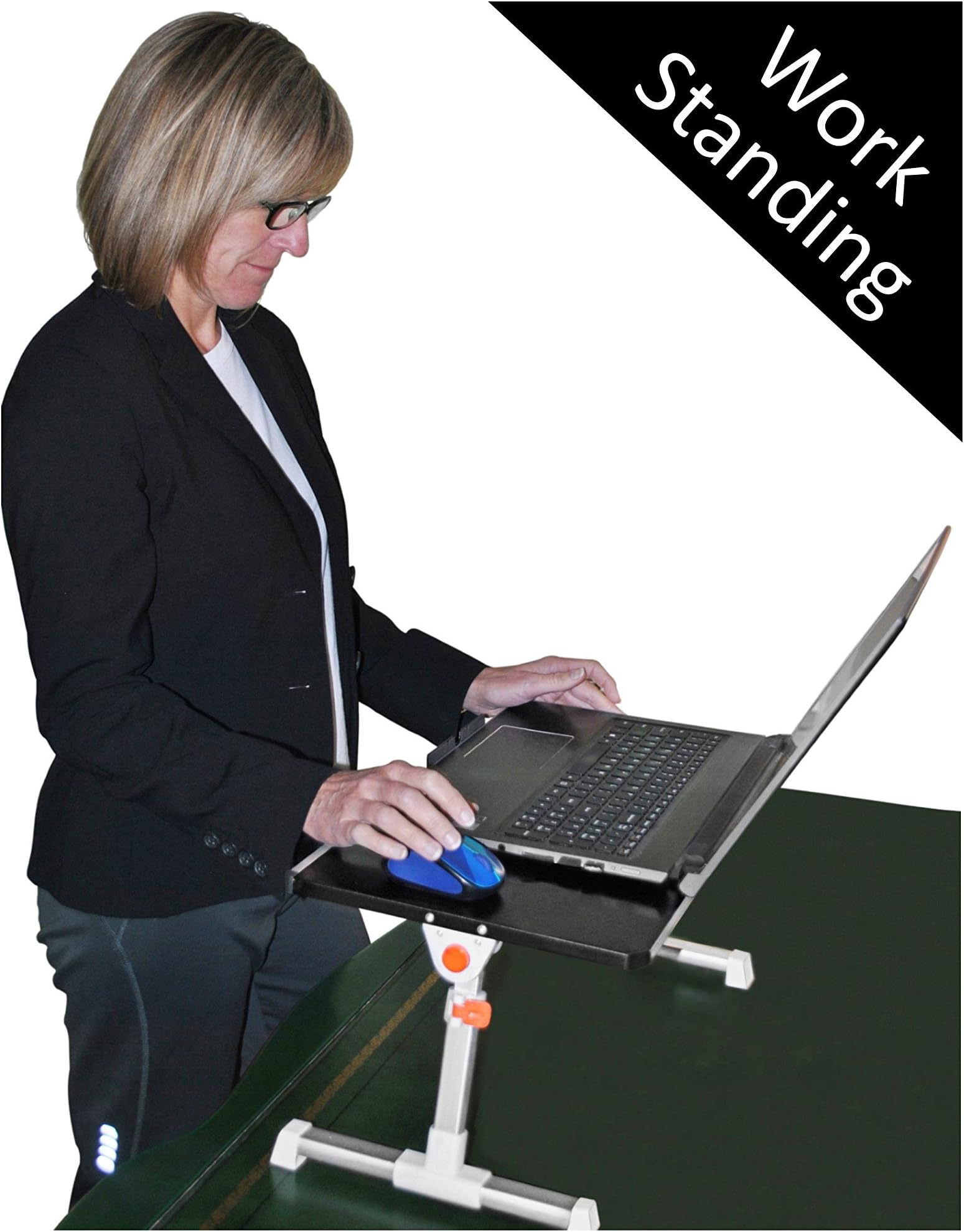 Adjustable Standing Travel Desk by AdjustaDesk- Portable, Ergonomic and Lightweight so you can Stand or Sit with your Laptop or Notebook at an Elevated Height for Work, Home, Office or Travel. (Black)