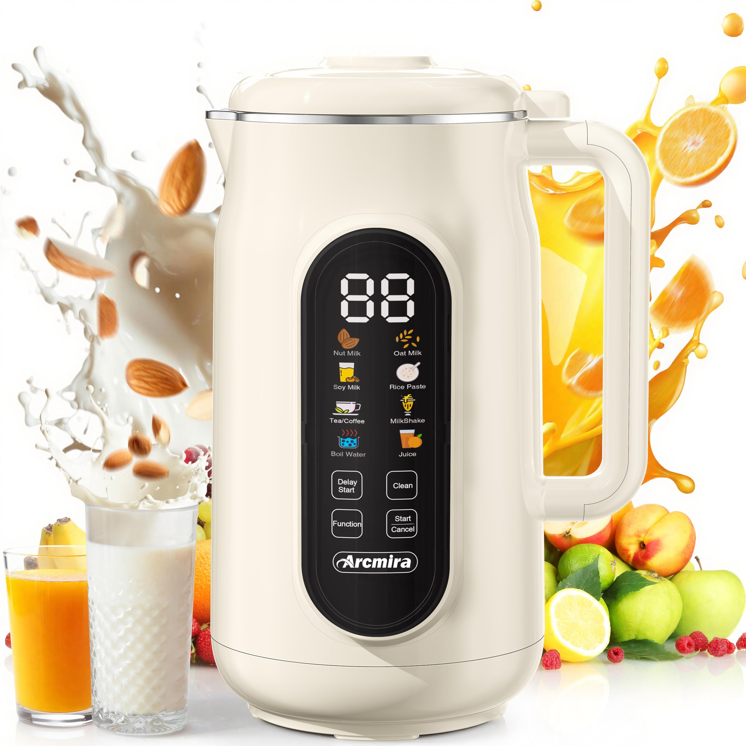 Photo 1 of Arcmira 10 in-1 Automatic Nut Milk Maker Machine 42oz 10 Blade Homemade Almond, Soy, Oat, Juice, Plant-Based and Dairy Free Beverages, Soy Milk Maker with LED Panel/Delay Start/Keep Warm/Self Clean
