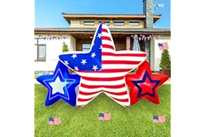 JOYEASE 7 FT 4th of July Inflatables Outdoor Decorations, American Stars Decoration Build-in LED Lights Patriotic Independence Day Blow up for Party Indoor Garden Yard Lawn Decor