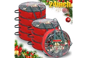 Shappy 8 Pcs Christmas Wreath Storage Bag Clear Wreath Box Wreath Storage Containers with Clear Window and Handle Christmas Garland Storage Containers for Xmas Holiday Seasonal Storage (24 Inch)