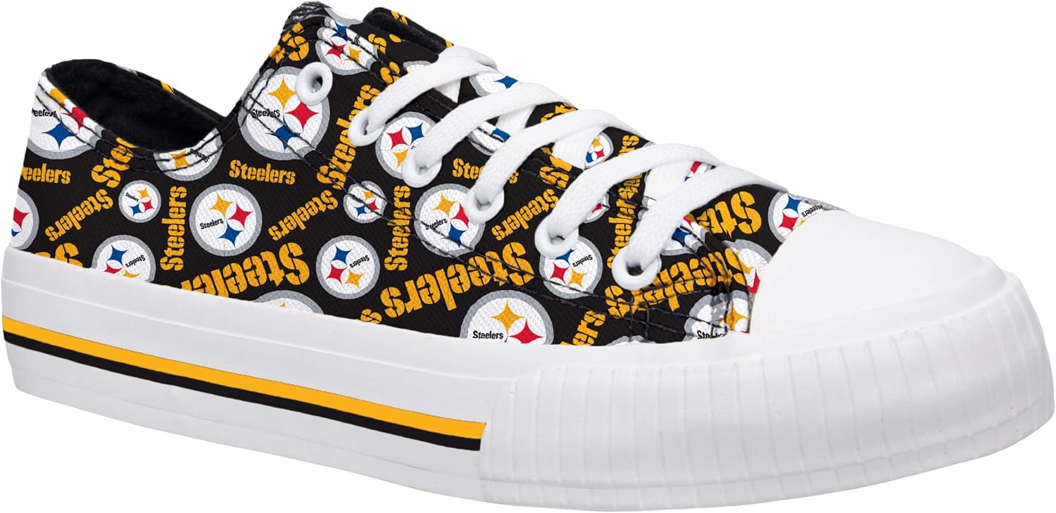 FOCO NFL Womens Low Top Repeat Print Canvas Shoe: Pittsburgh Steelers, Large : Clothing