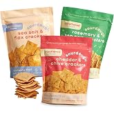 Unbothered Foods Sourdough Crackers - Gut-Friendly &amp; Easy to Digest, Non-GMO, No Added Sugar, Nut-Free, Perfect for Cheese &amp; Snacks, 100% Naturally Fermented - 3 Flavor Variety Pack