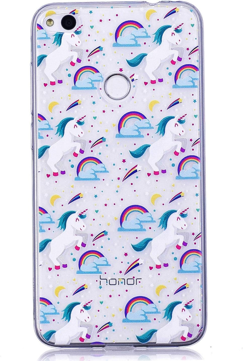 Huawei P8 Lite 2017 Case/Honor 8 lite Case +[Free Screen Protector],MEECase Soft Rubber Silicone Gel TPU Bumper Ultra Thin Colourful Print Design Protective Case(Robot Unicorn Attack)