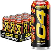 C4 Ultimate Energy Drink with Zero Sugar, Fruit Punch, 12pk | 300mg caffeine delivers ultimate energy, focus and performance when you need it most.