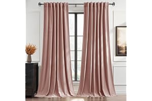 StangH Pink Curtains for Girls Bedroom, Back Tab & Hook Belt Dusty Pink Soft Velvet Window Panels for Living Room Nursery Baby Birthday Party Backdrops, W52 x L90 inches, 2 Panels