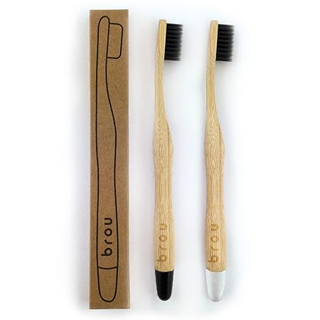 BROU | Premium Bambus Zahnbürste | biologisch abbaubar | Bambuskohle | BPA-frei | umweltfreundlich | vegan