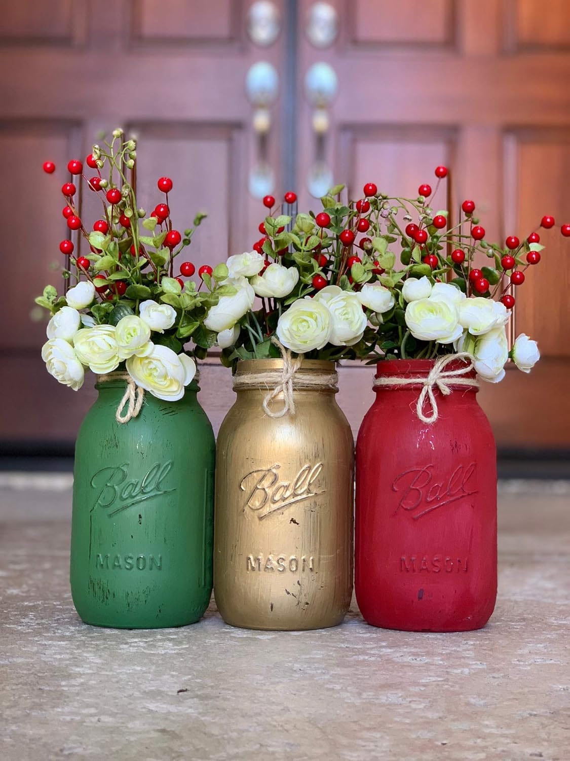 Sale Set Of 3 Pint Mason Jars Painted Mason Jars Rustic 539