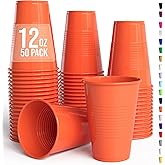 Exquisite Party Solids 12 Oz Orange Plastic Cups For Party Supplies 50 Pack | Orange Disposable Cups Plastic | Disposable Drinkware For Parties, Events & Everyday