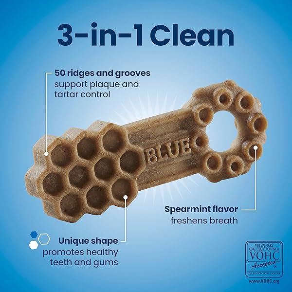 BLUE BUFFALO DENTAL CHEWS LARGE NATURAL DOG TREATS, CHICKEN & SPEARMINT 11-OZ BAG (7 COUNT)