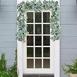 LOMOHOO 2Pcs Eucalyptus Garland 6FT Greenery Vines with White Seeds Wedding view 8